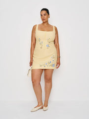 Reformation Juliet Linen Top Es - Parmesan