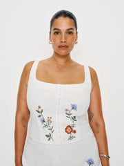 Reformation Juliet Linen Top Es - White