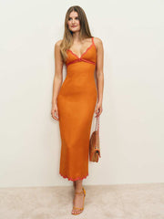 Reformation Sara Linen Dress - Nectarine