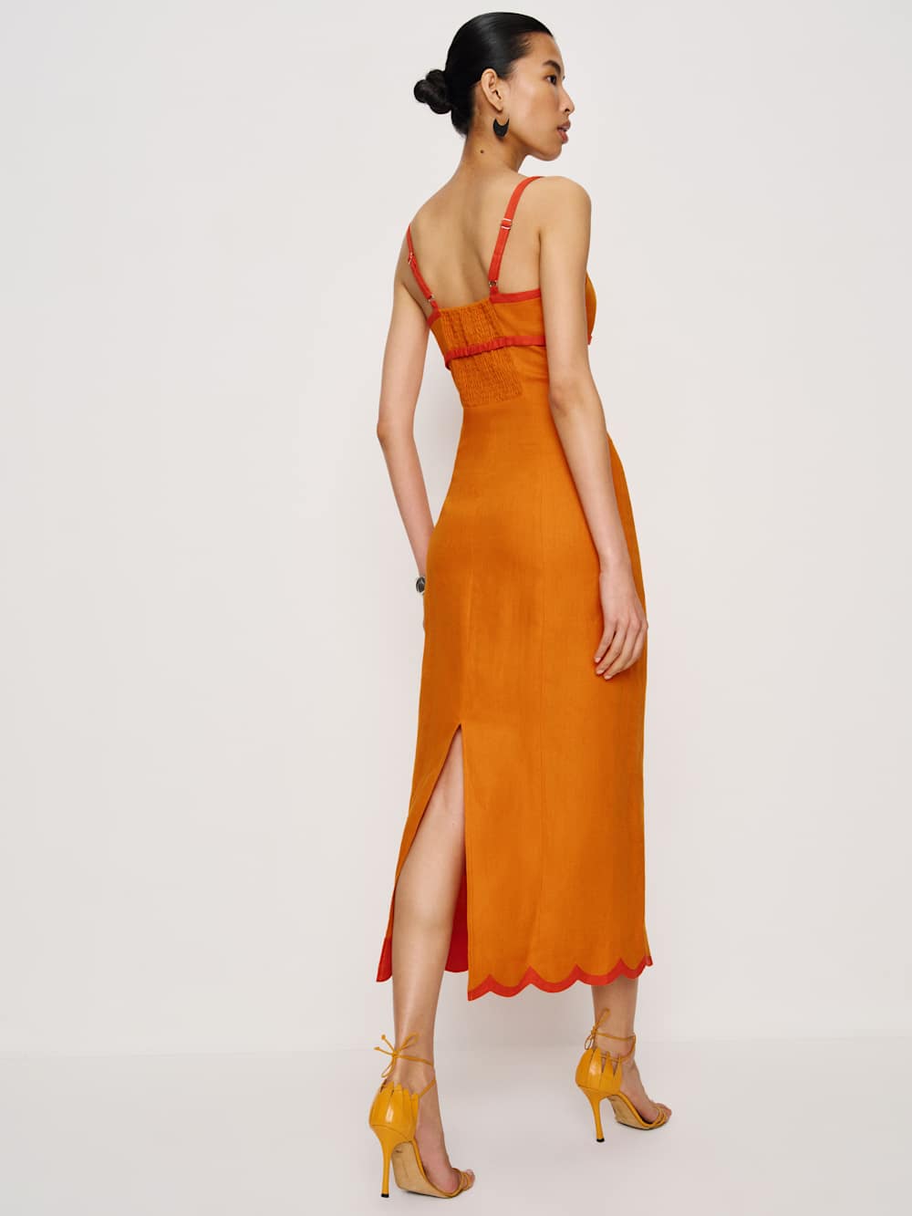 Reformation Sara Linen Dress - Nectarine