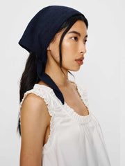 Reformation Goldie Cashmere Blend Triangle Scarf - Navy Pointelle