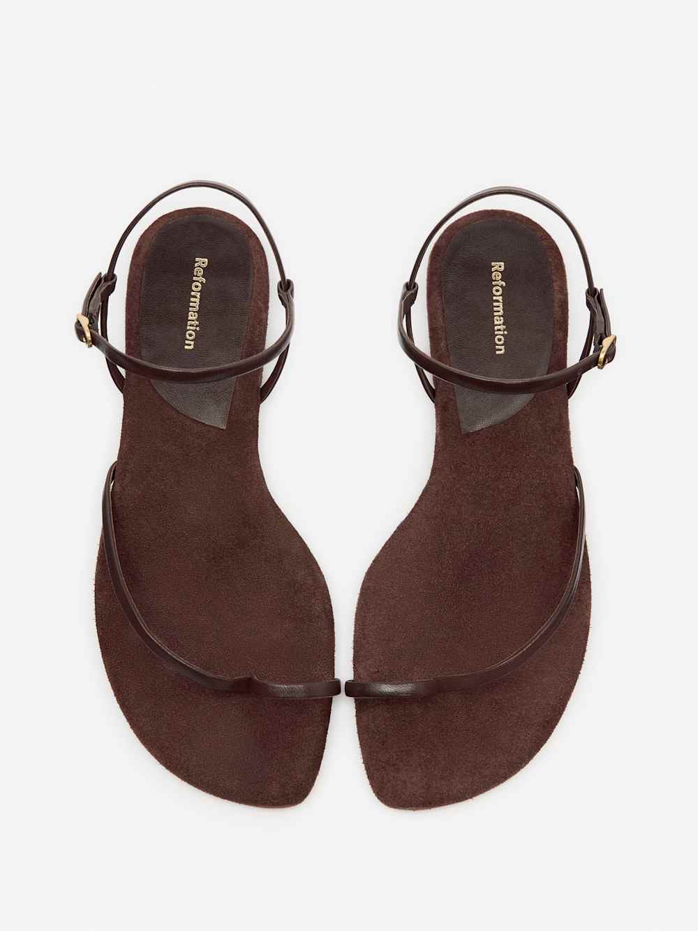 Reformation Oceane Flat Sandal - Espresso Suede