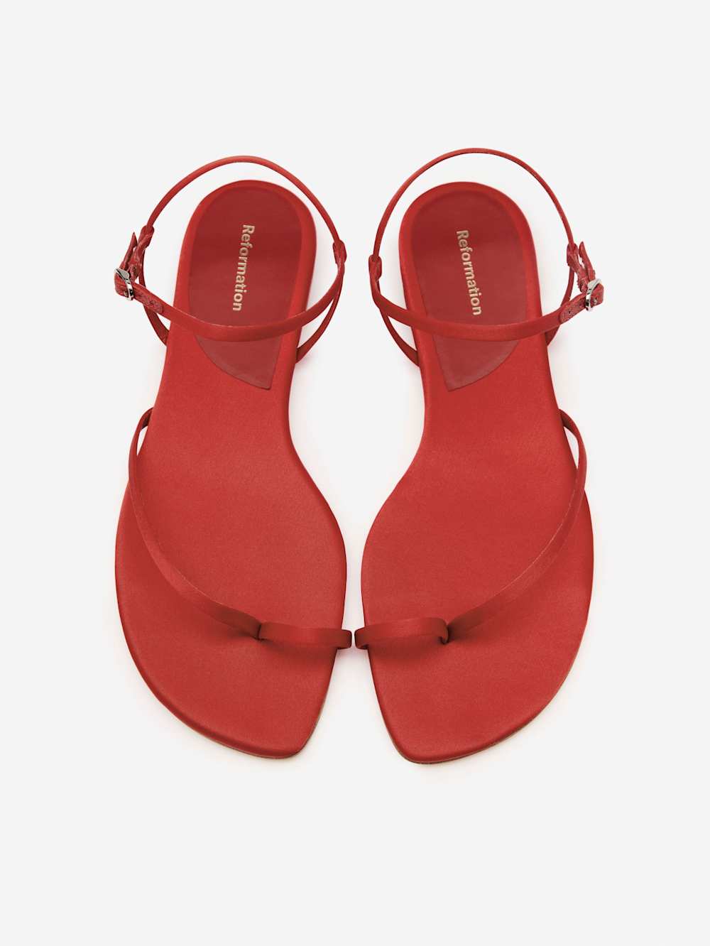 Reformation Oceane Flat Sandal - Poppy Satin