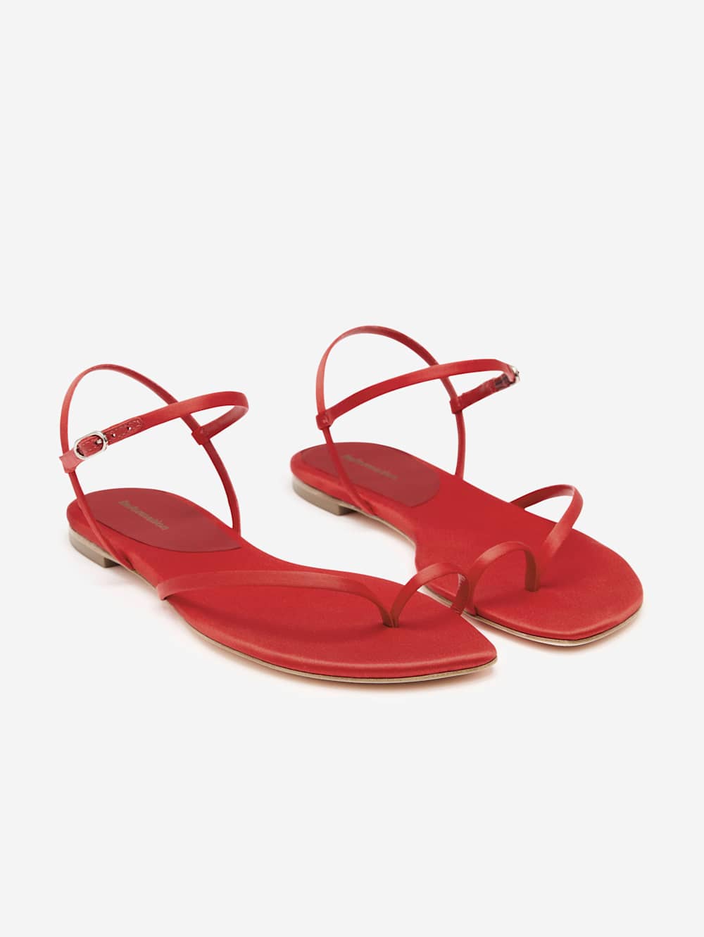 Reformation Oceane Flat Sandal - Poppy Satin