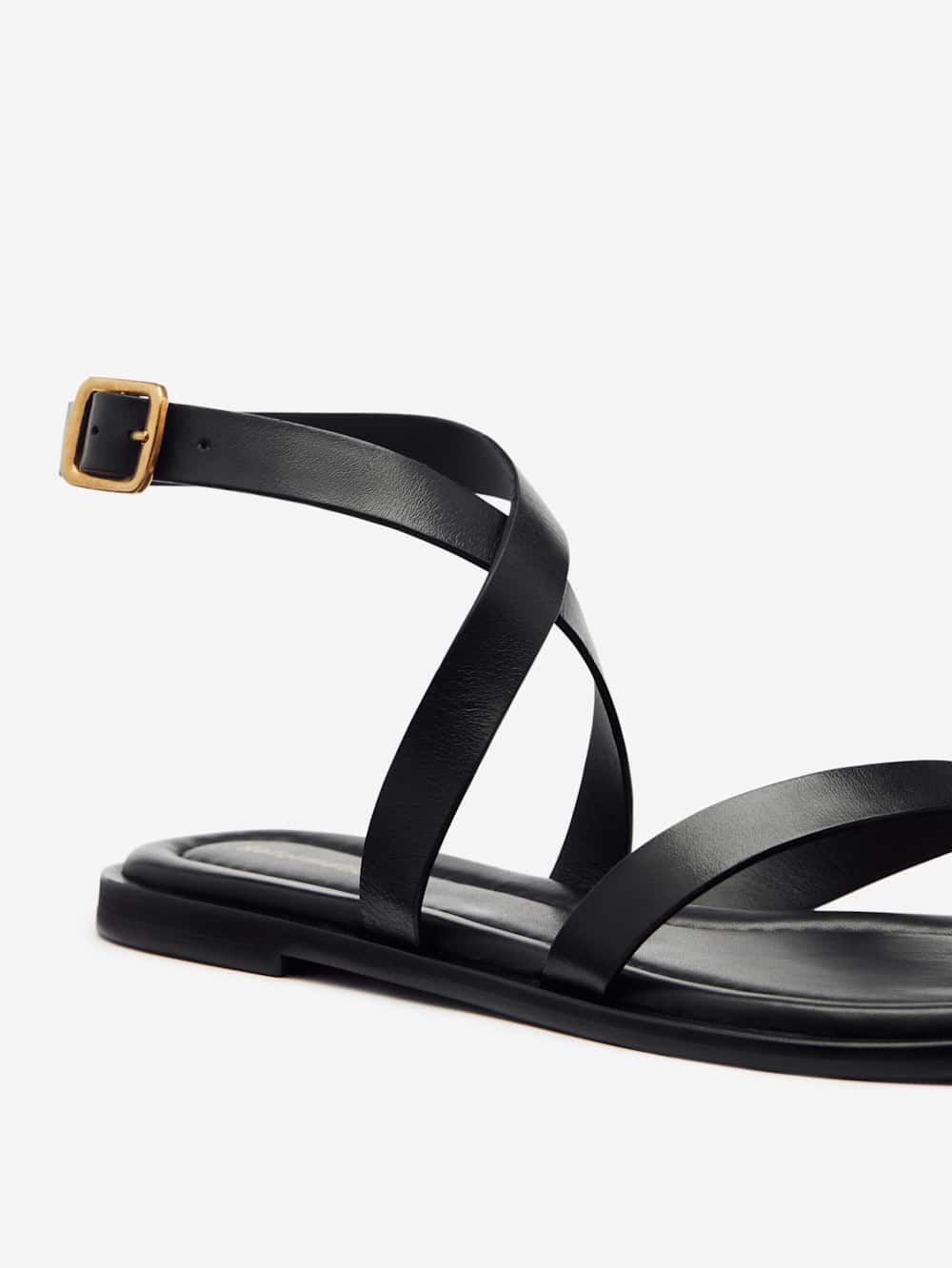 Reformation Jane Flat Sandal - Black Leather