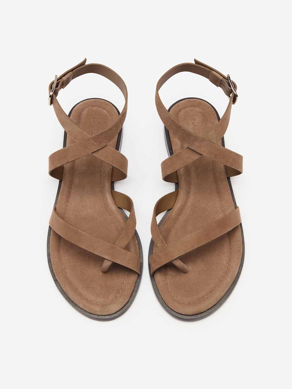 Reformation Jane Flat Sandal - Farro Suede