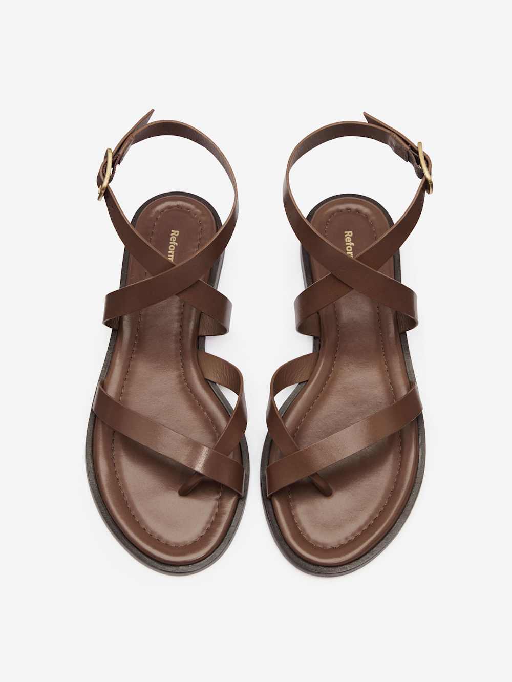 Reformation Jane Flat Sandal - Mocha Leather