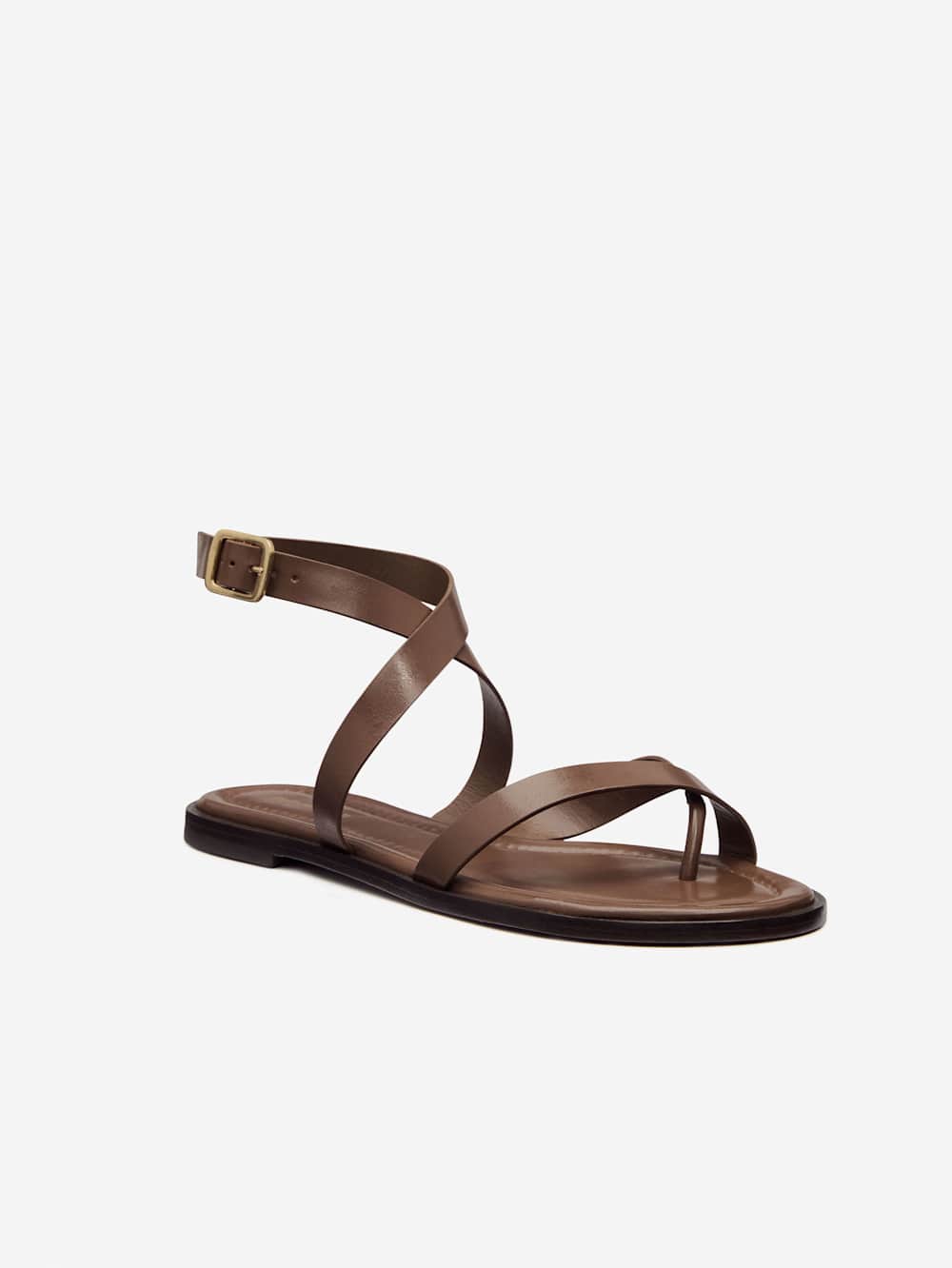 Reformation Jane Flat Sandal - Mocha Leather