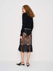 Reformation Delcy Low Waist Skirt - Black Lace