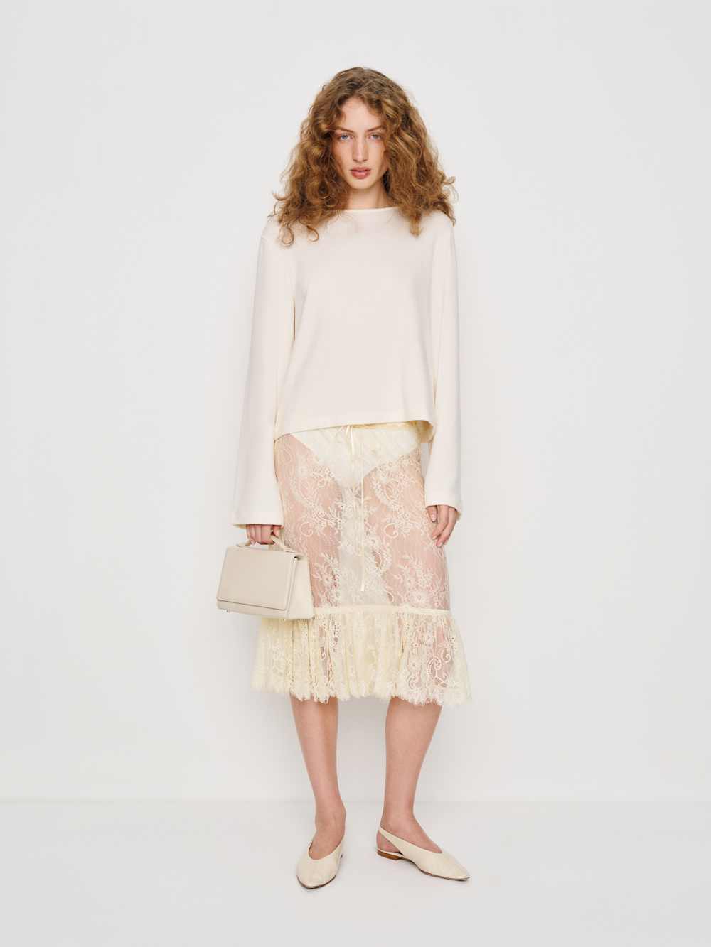 Reformation Delcy Low Waist Skirt - Cream Lace