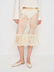 Reformation Delcy Low Waist Skirt - Cream Lace