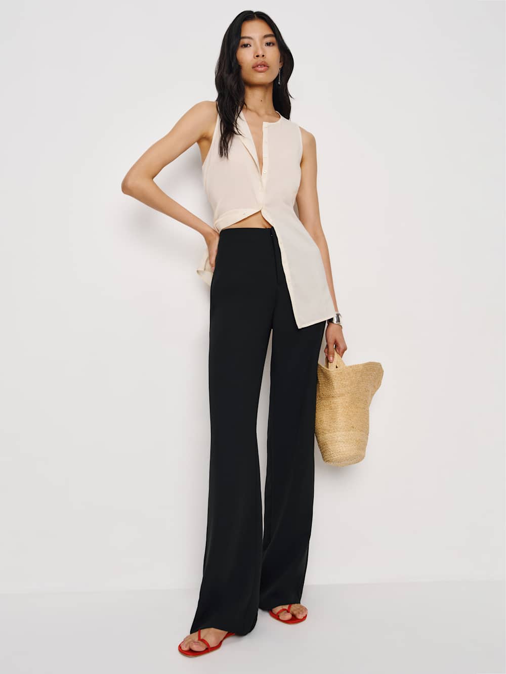 Reformation Vida High Rise Pant - Black