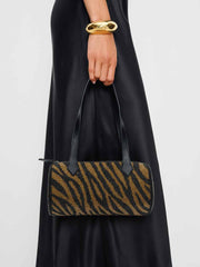 Reformation Aurora Shoulder Bag - Bronze Black Zebra Beaded