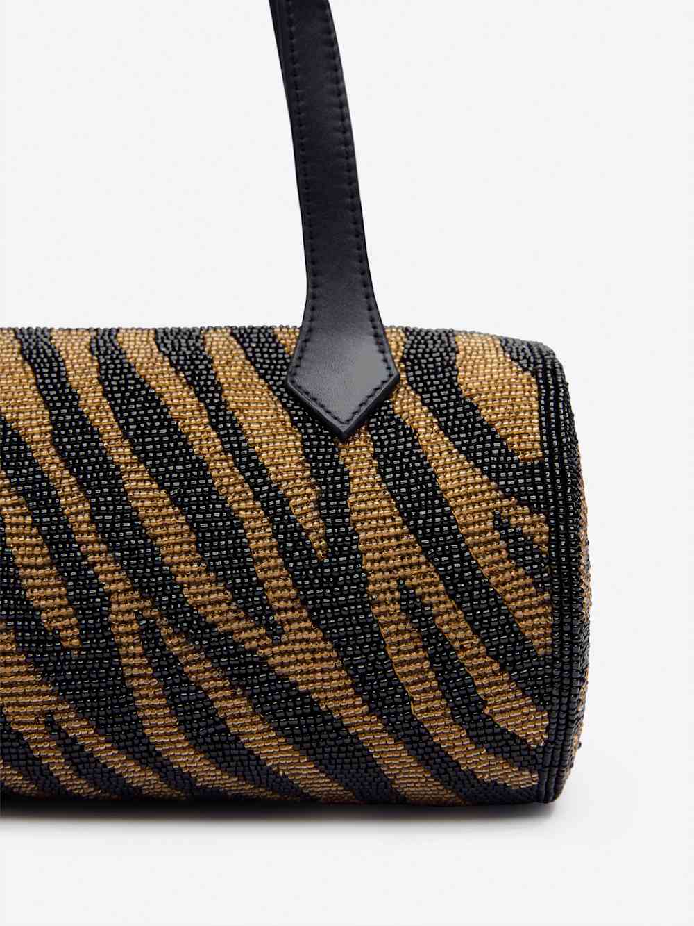 Reformation Aurora Shoulder Bag - Bronze Black Zebra Beaded