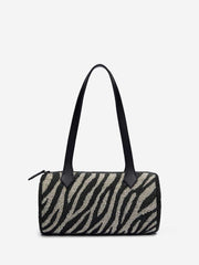 Reformation Aurora Shoulder Bag - White Black Zebra Beaded