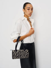 Reformation Aurora Shoulder Bag - White Black Zebra Beaded