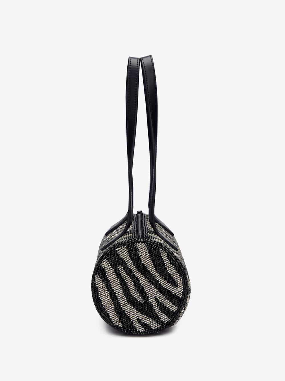 Reformation Aurora Shoulder Bag - White Black Zebra Beaded