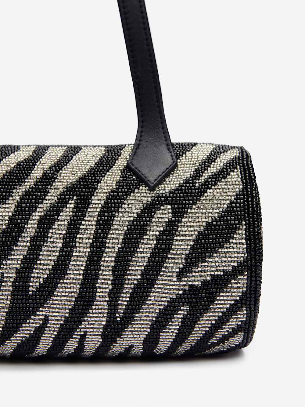 Reformation Aurora Shoulder Bag - White Black Zebra Beaded