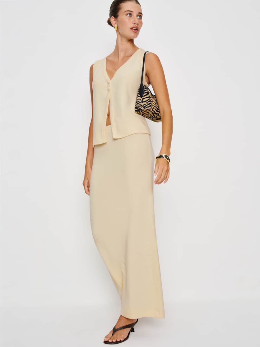 Reformation Olivia Knit Two Piece - Custard