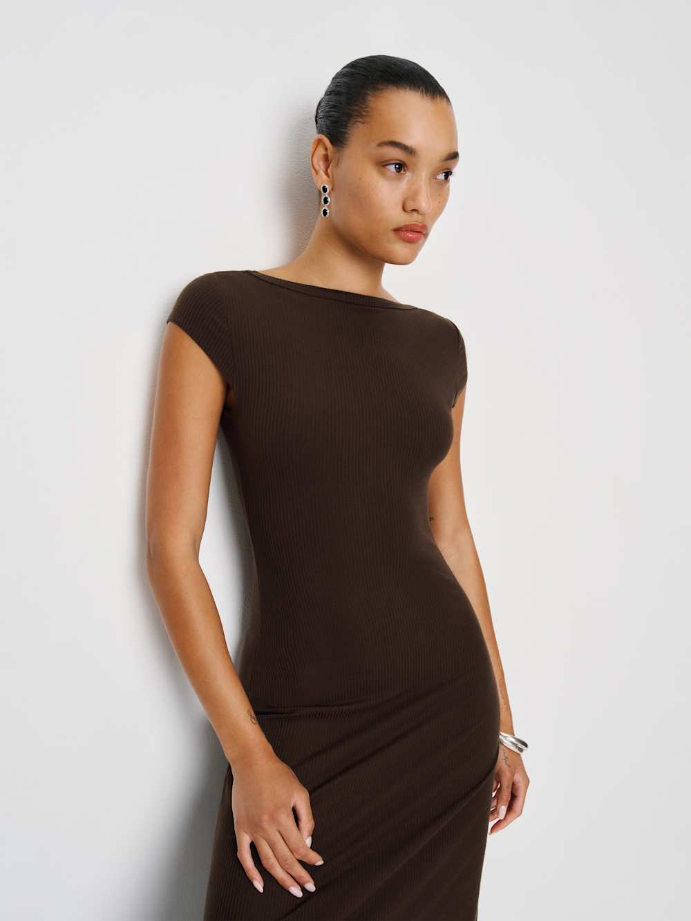 Reformation Sophia Reversible Knit Dress - Mole