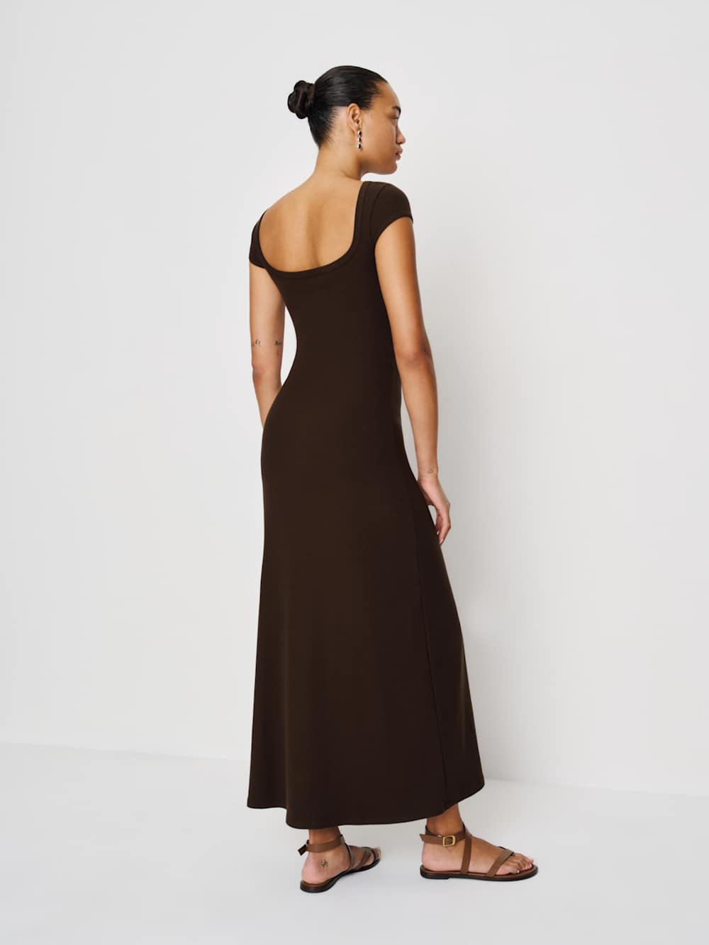 Reformation Sophia Reversible Knit Dress - Mole