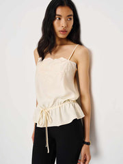 Reformation Silvia Silk Top - Fior Di Latte