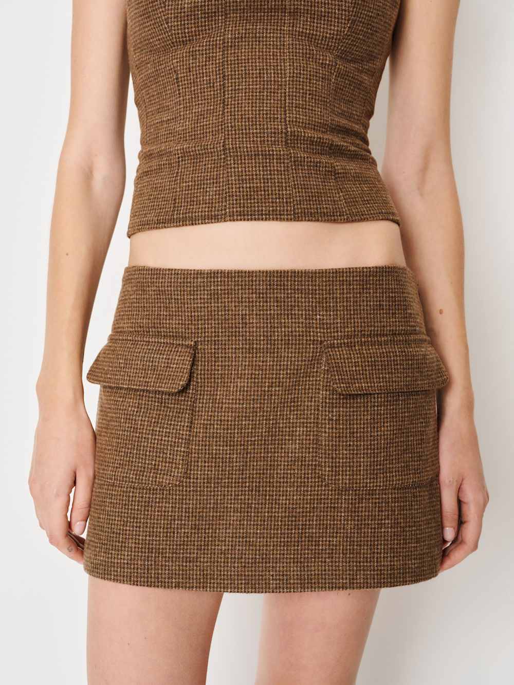 Reformation Calloway Low Rise Skort - Brown Check