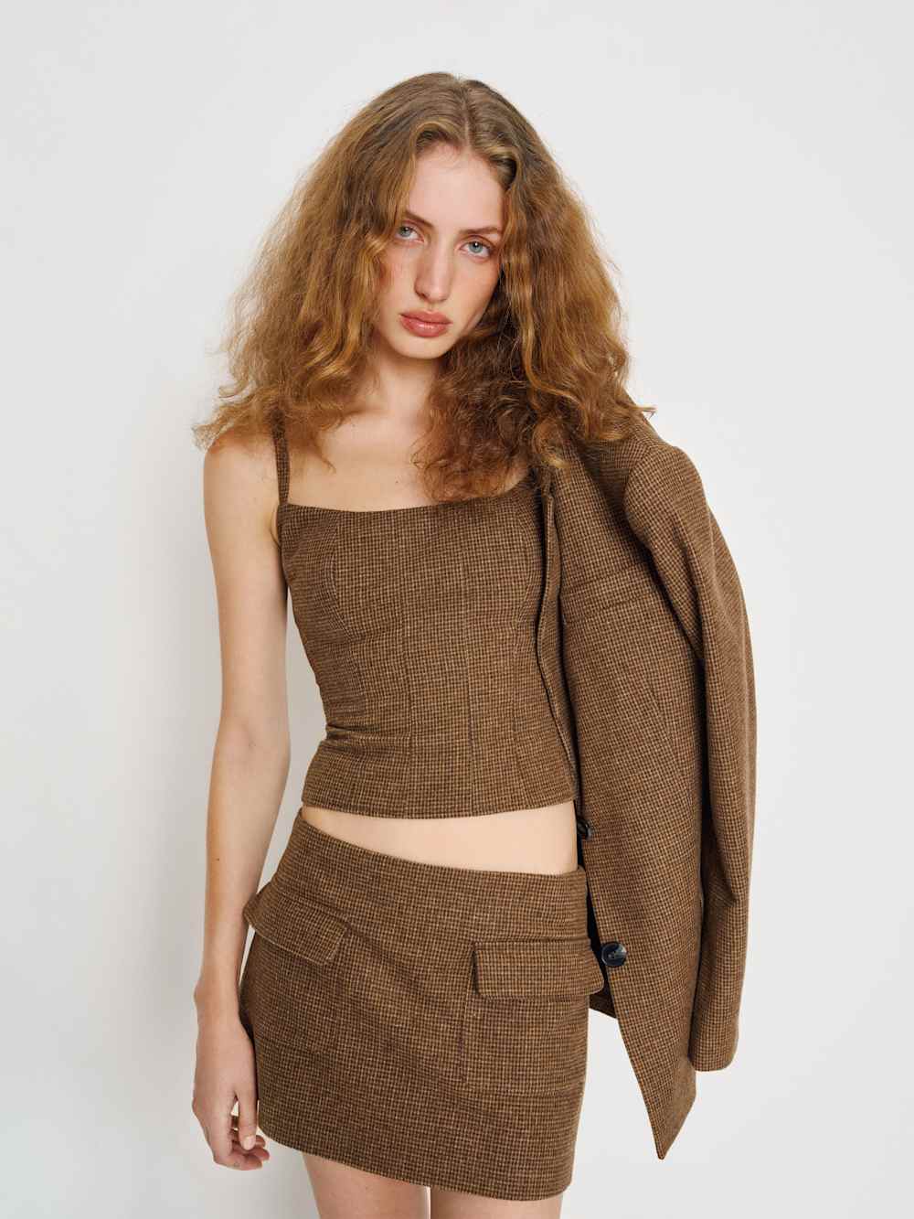 Reformation Calloway Low Rise Skort - Brown Check