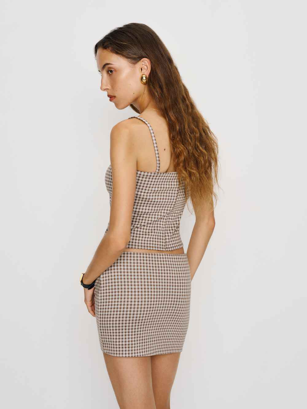 Reformation Emma Knit Two Piece - Brown Sugar Check