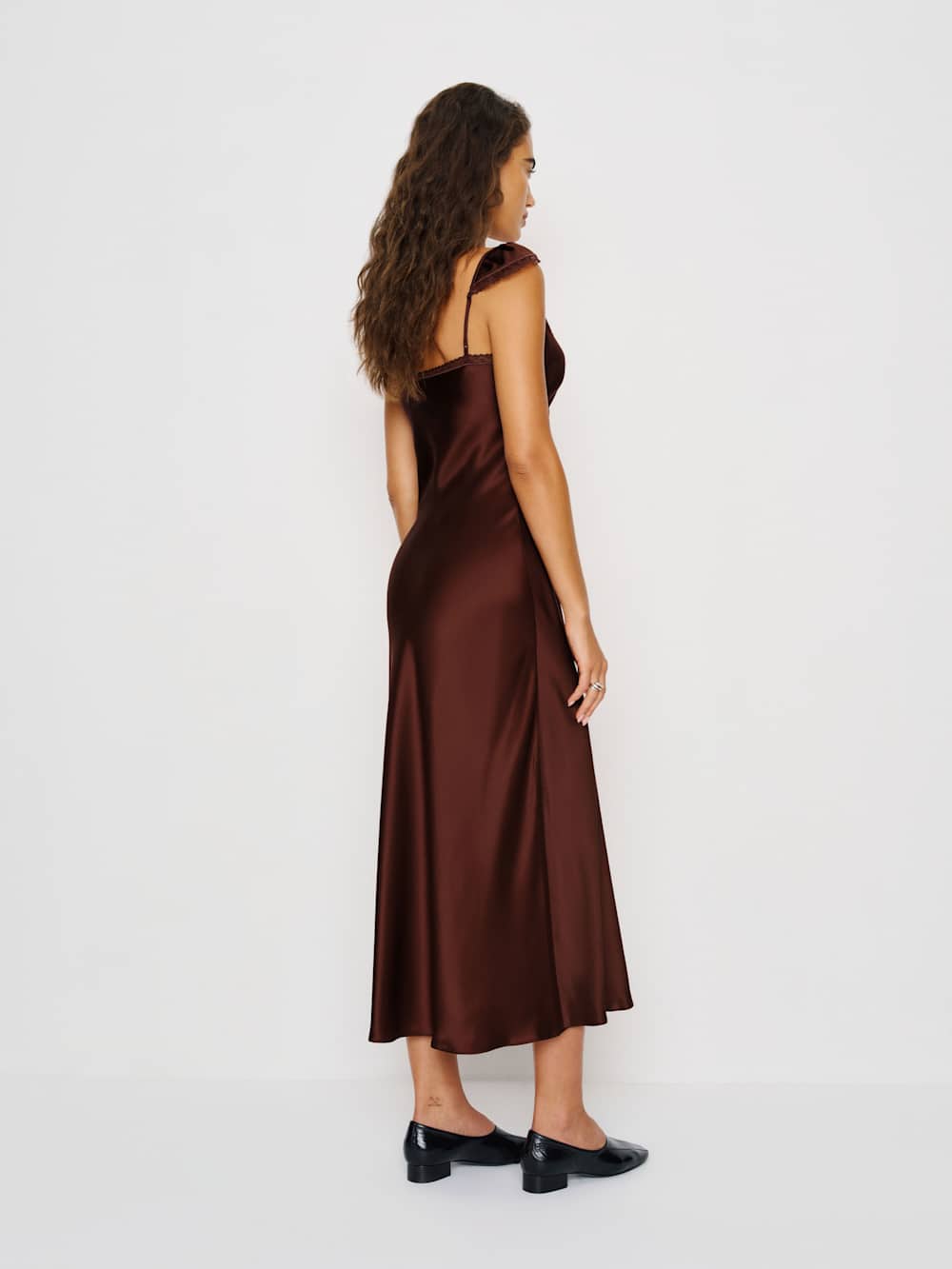 Reformation Serafina Silk Dress - Mahogany