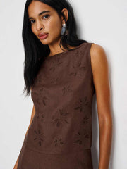 Reformation Evelina Linen Top - Cafe