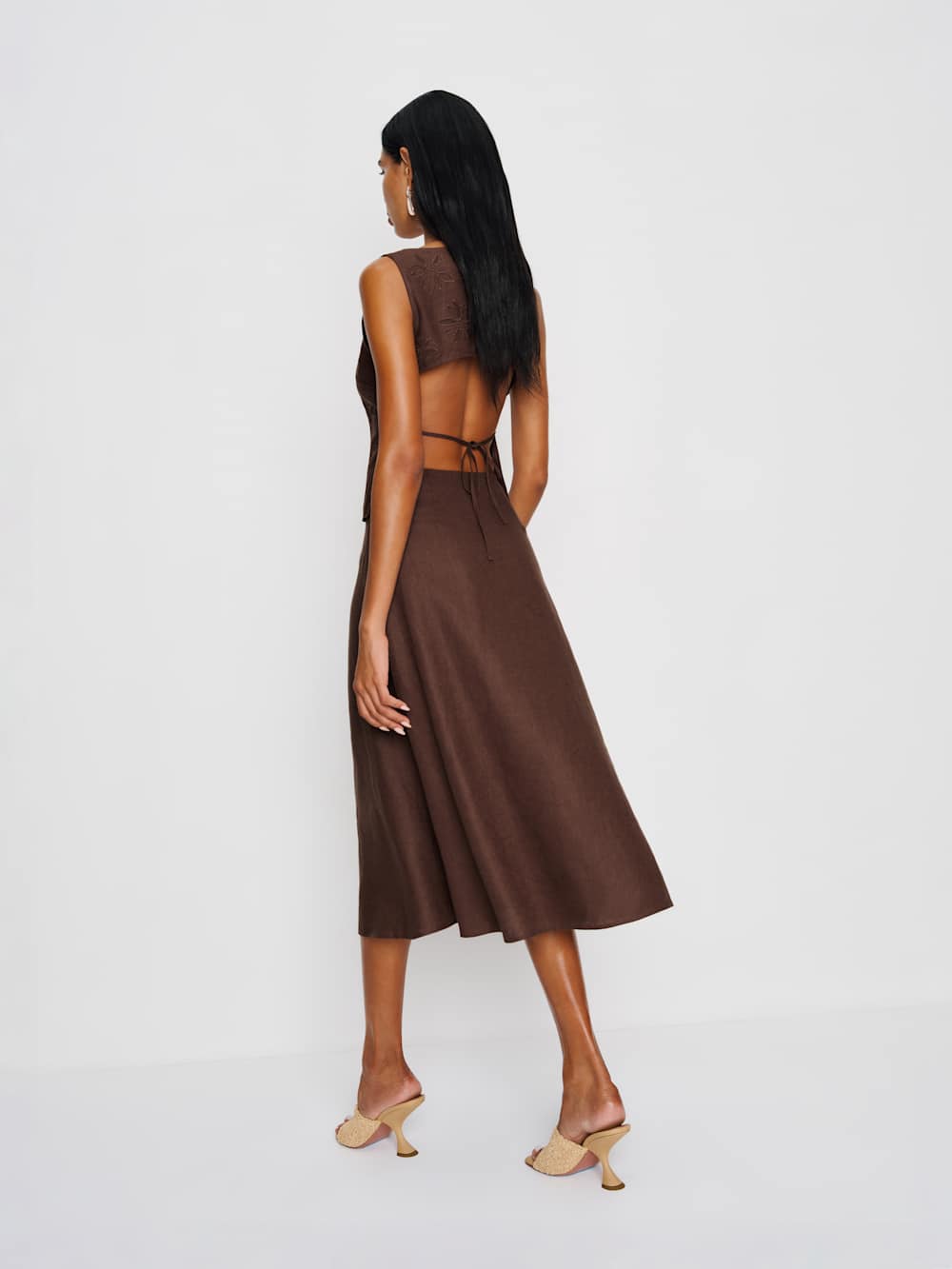 Reformation Evelina Linen Top - Cafe