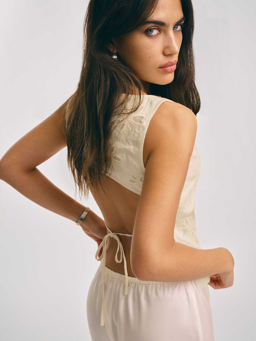 Reformation Evelina Linen Top - Sugar