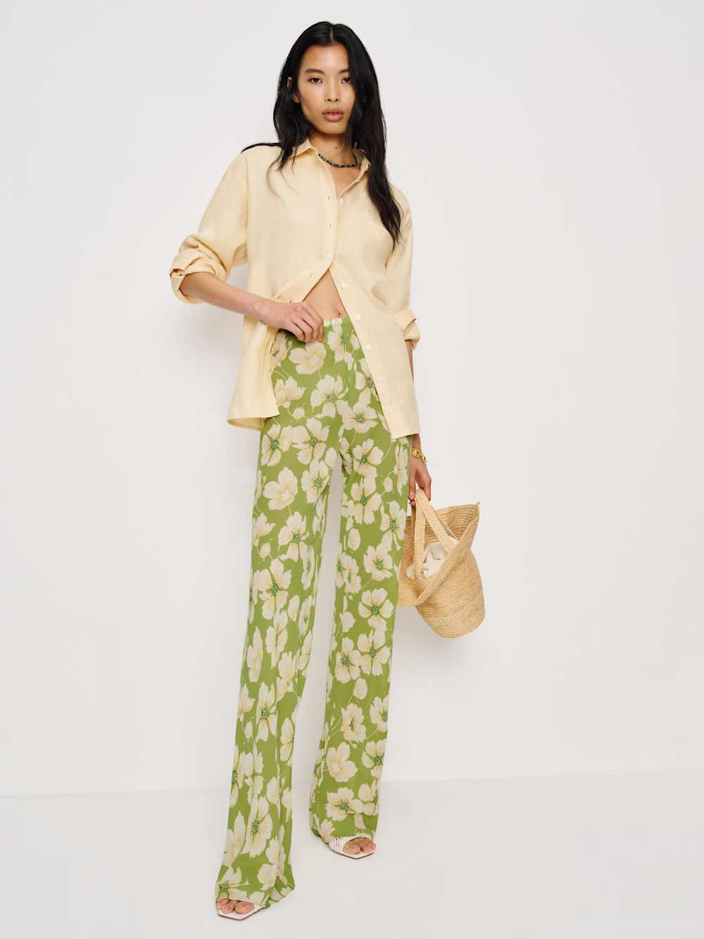 Reformation Gale Sheer Mid Rise Bias Pant - Lovebird