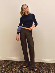 Reformation Gale Sheer Mid Rise Bias Pant - Mole