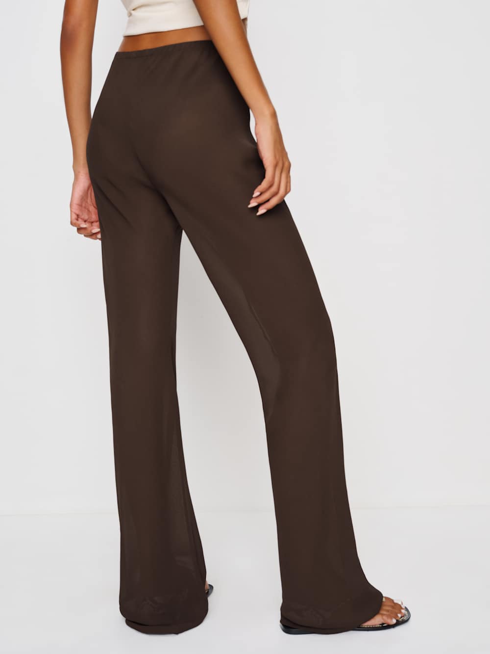 Reformation Gale Sheer Mid Rise Bias Pant - Mole