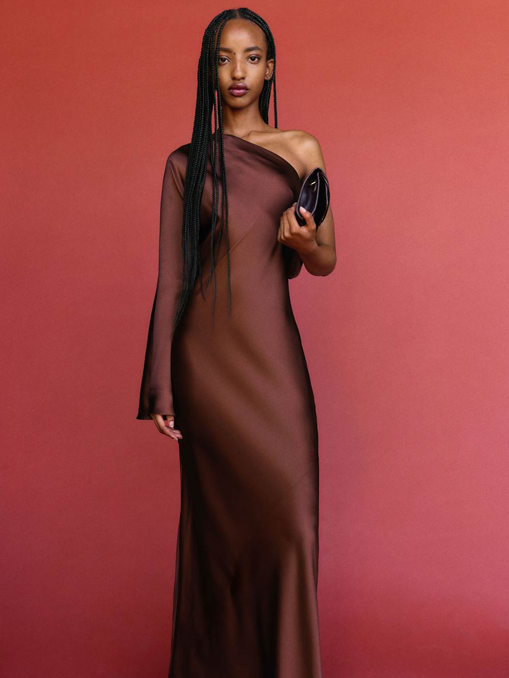 Reformation Omari Silk Dress - Mahogany