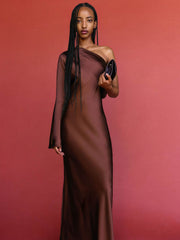 Reformation Omari Silk Dress - Mahogany