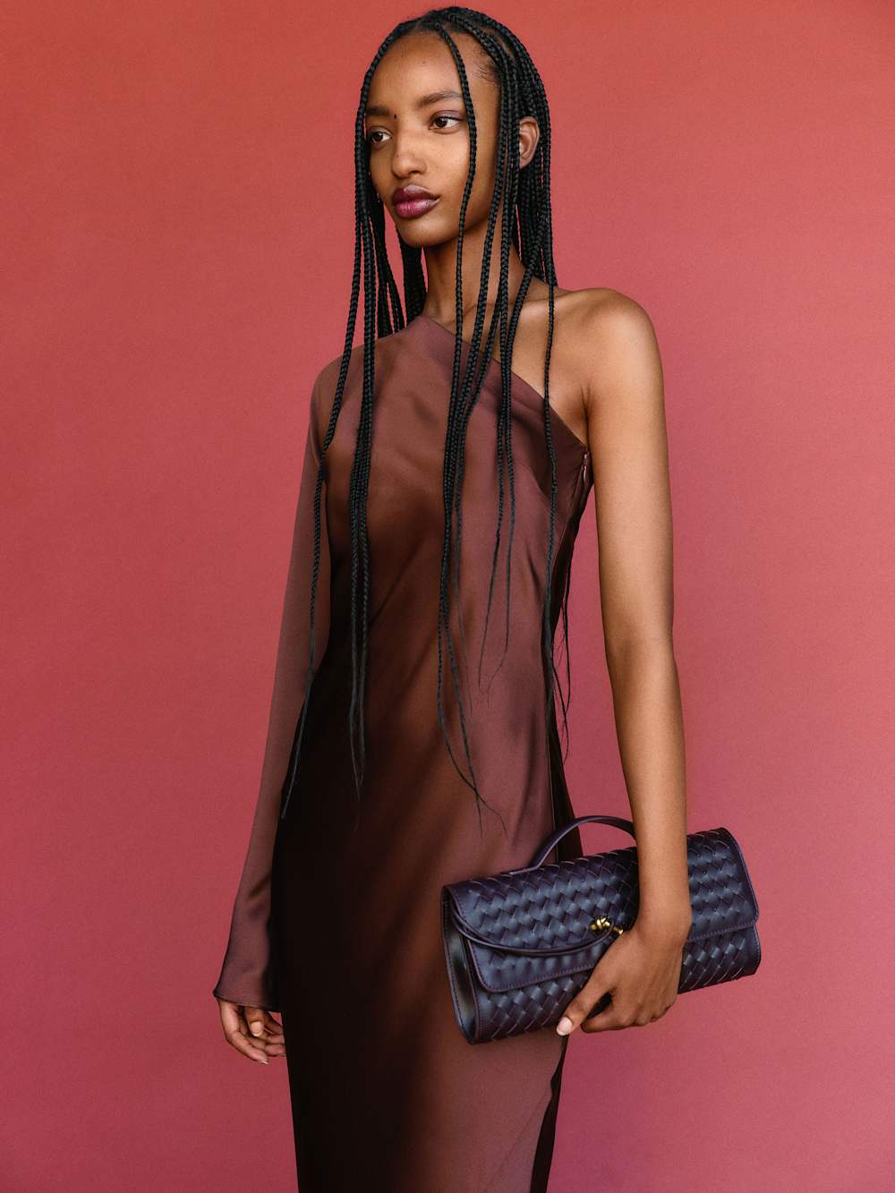 Reformation Omari Silk Dress - Mahogany