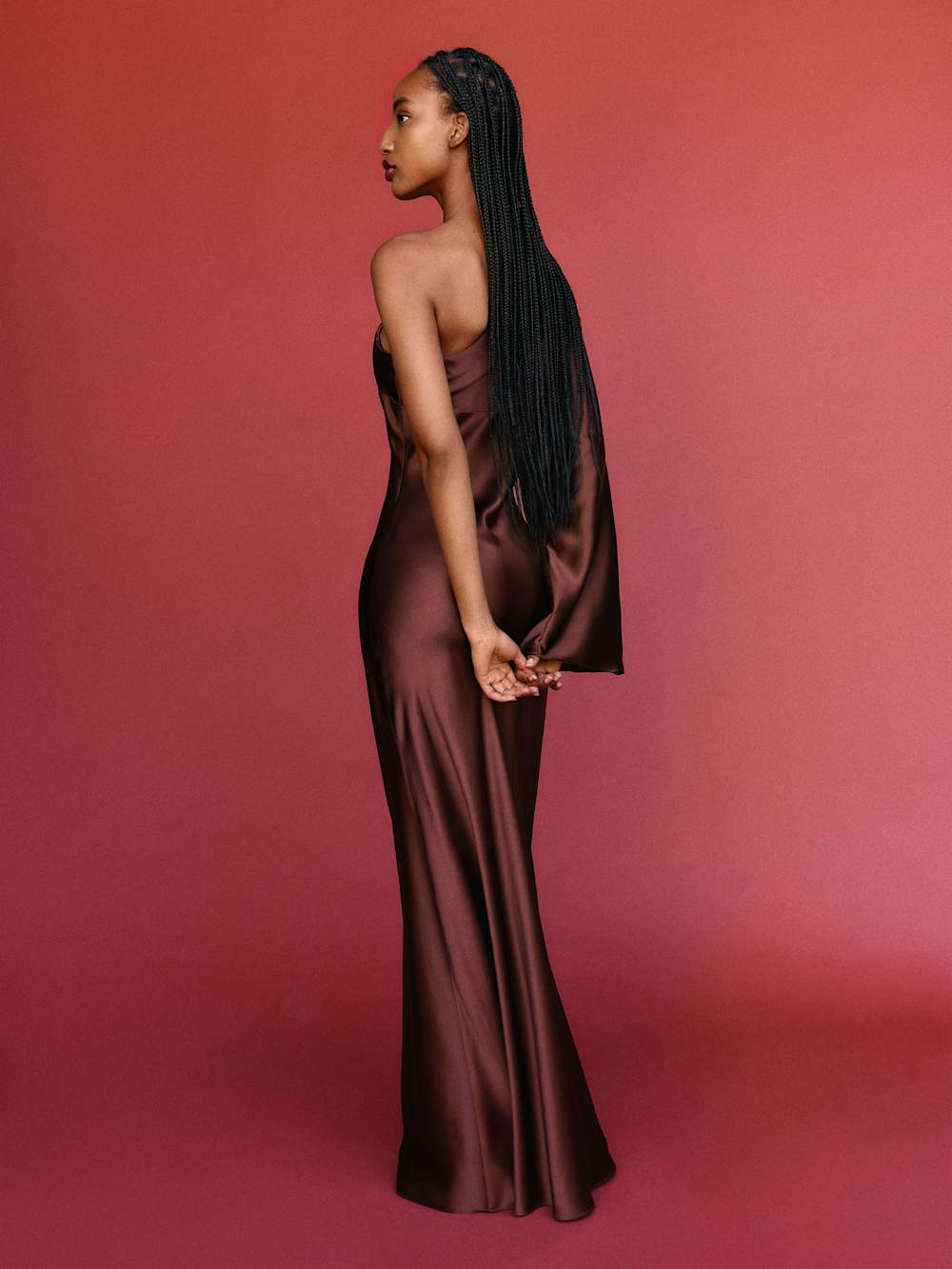 Reformation Omari Silk Dress - Mahogany