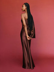 Reformation Omari Silk Dress - Mahogany