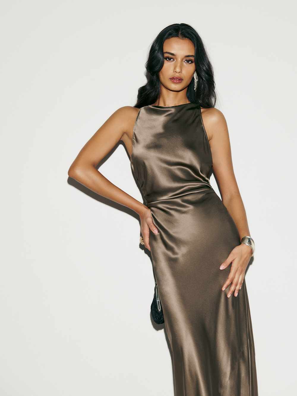 Reformation Petites Anaiis Silk Dress - Morel