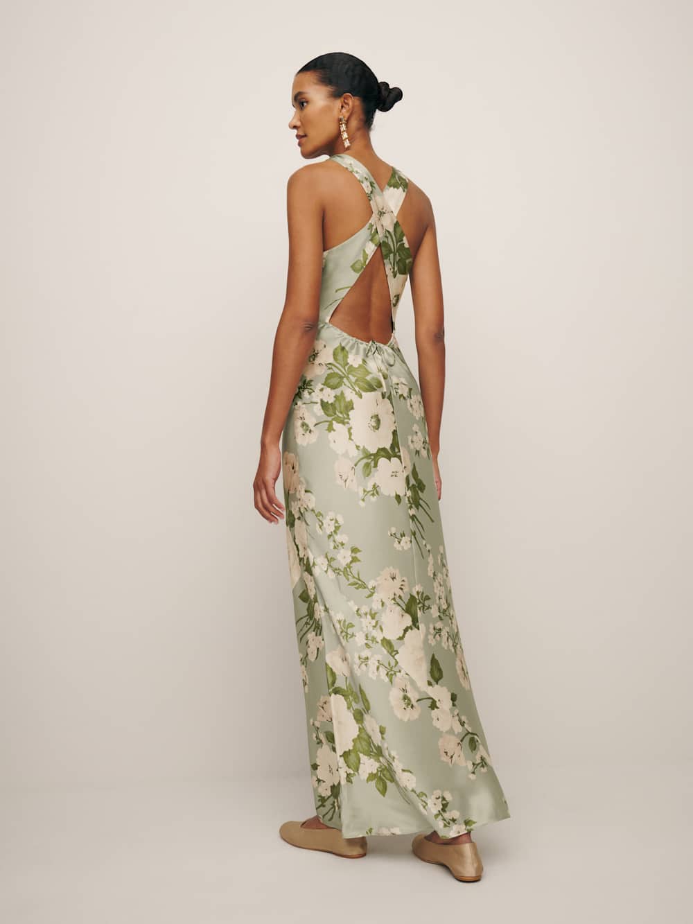Reformation Petites Anaiis Silk Dress - Tarragon