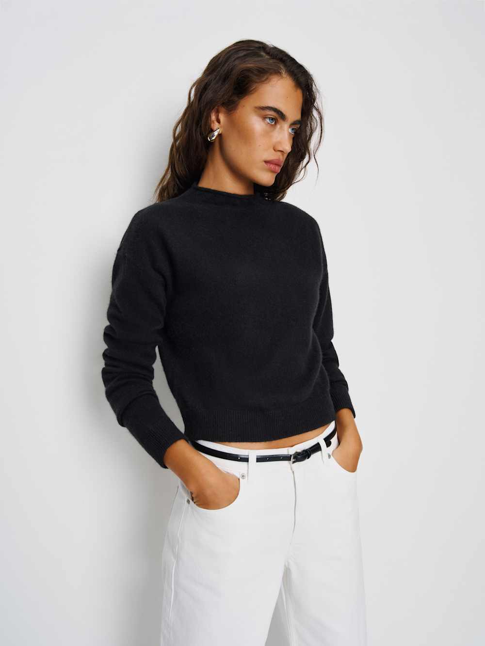 Reformation Monique Cashmere Mockneck - Black