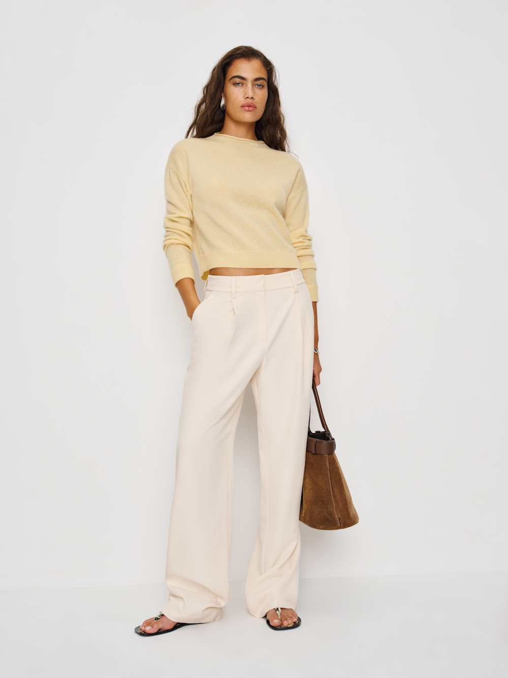 Reformation Monique Cashmere Mockneck - Parmesan