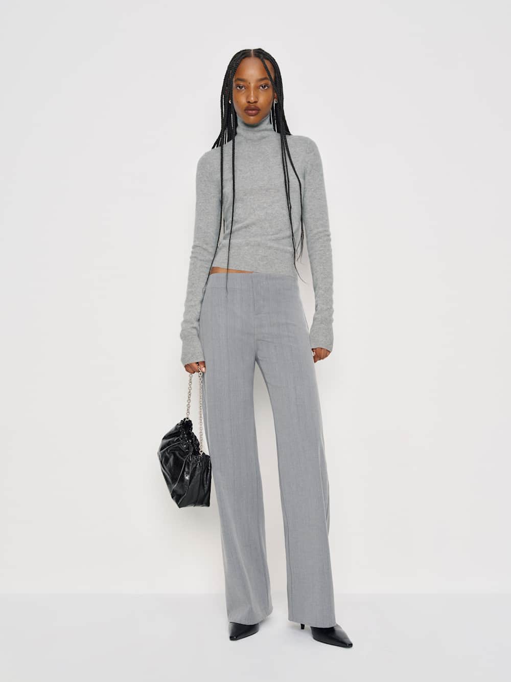 Reformation Jett Cashmere Turtleneck - Granite