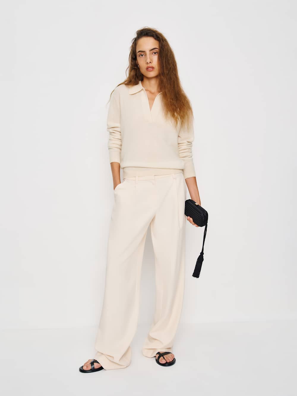 Reformation Westley Cashmere Polo - Cream