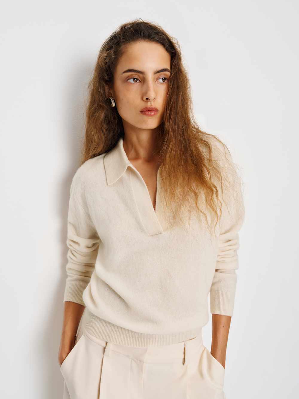 Reformation Westley Cashmere Polo - Cream
