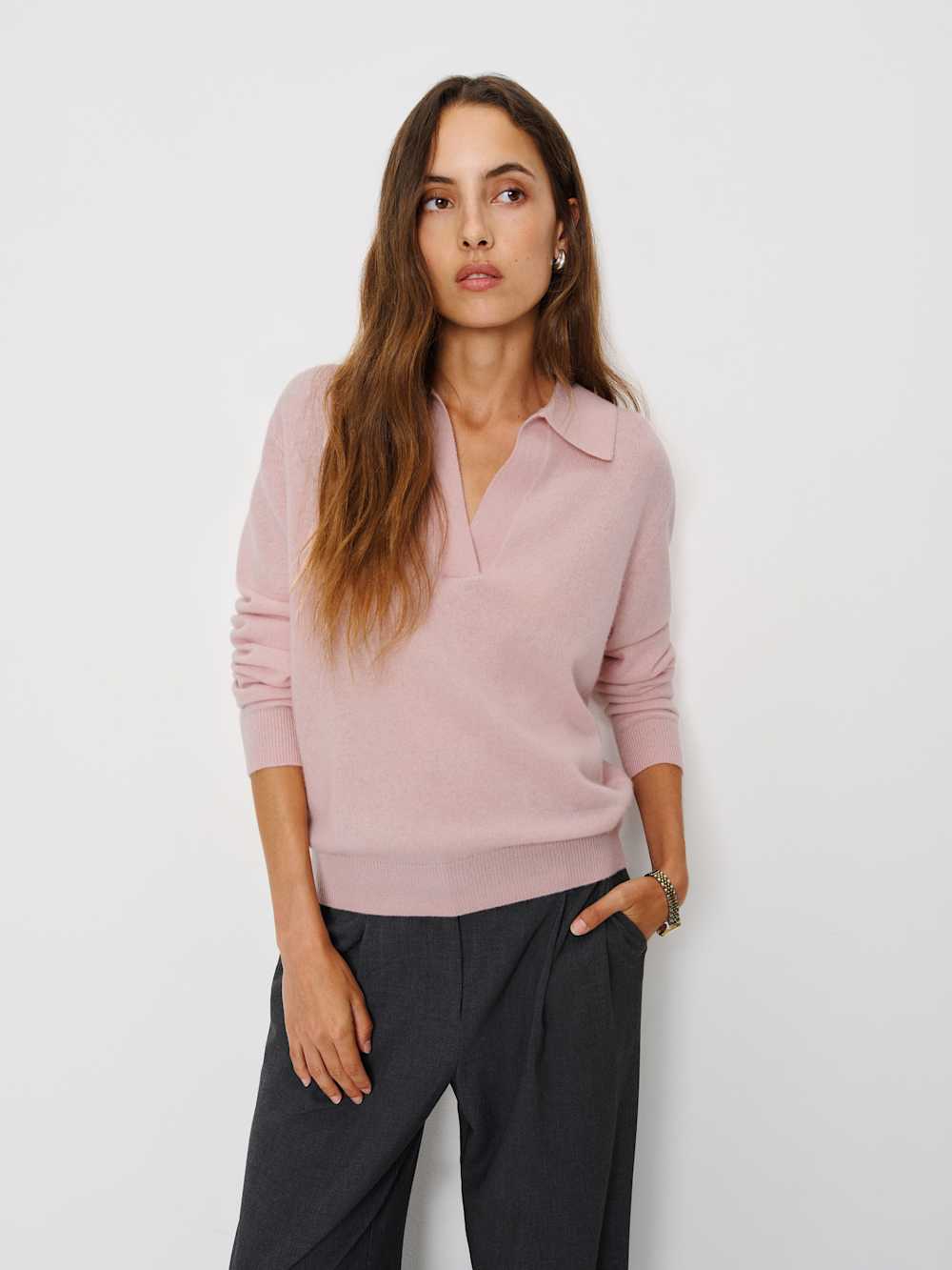 Reformation Westley Cashmere Polo - Cherry Blossom