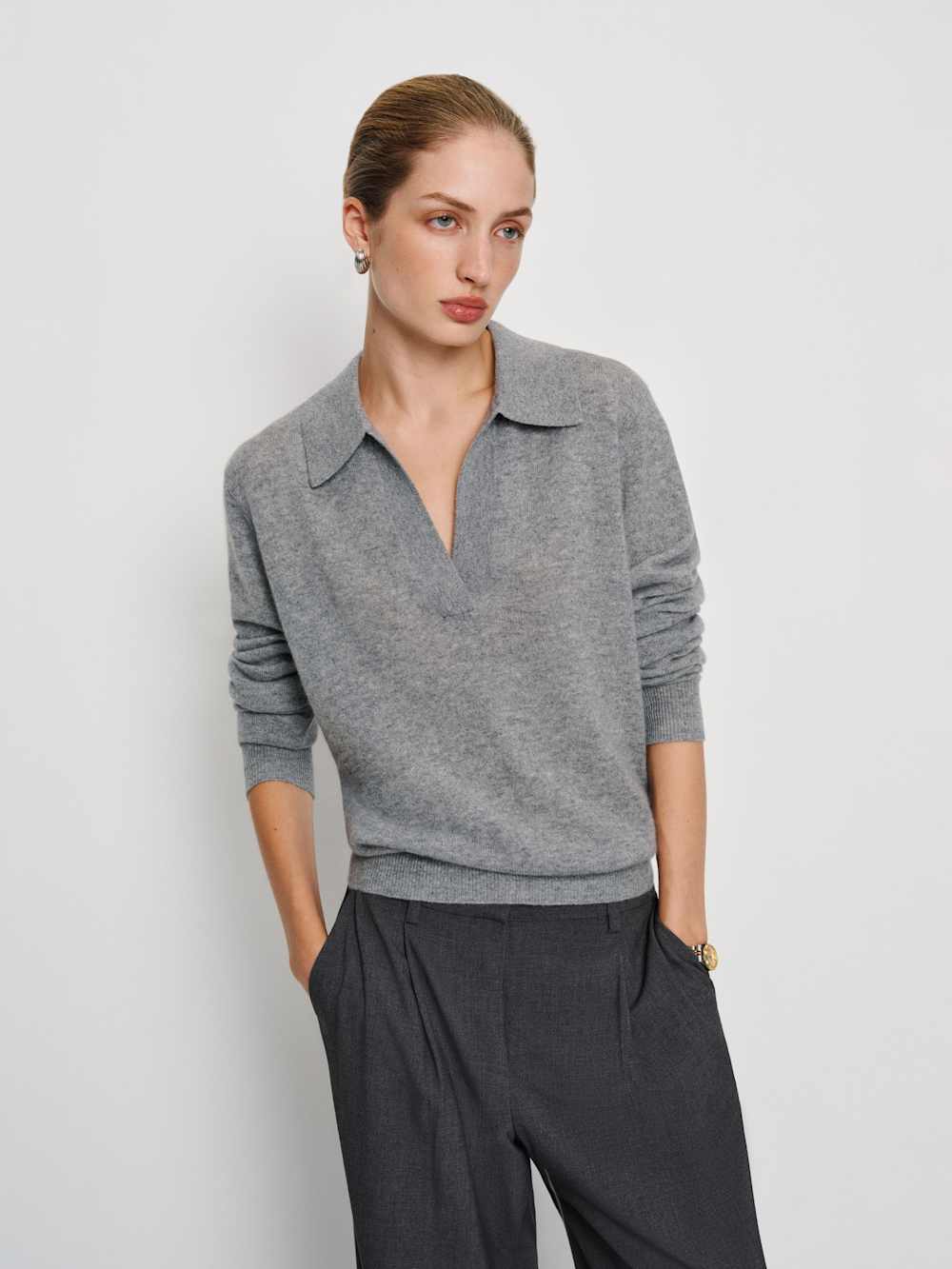 Reformation Westley Cashmere Polo - Husky